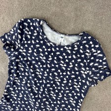 Old Navy Tee Dress Womens Large Blue Multicolor Dandelion Seed Print Cap Sleeve
