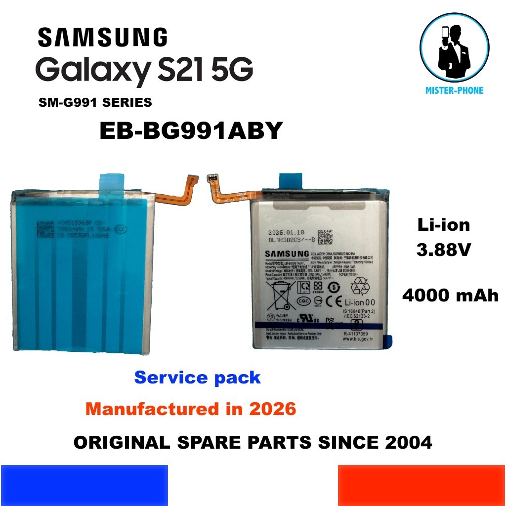 Batterie Samsung EB-BG991ABY originale pour Galaxy S21 5G de 4000mAh