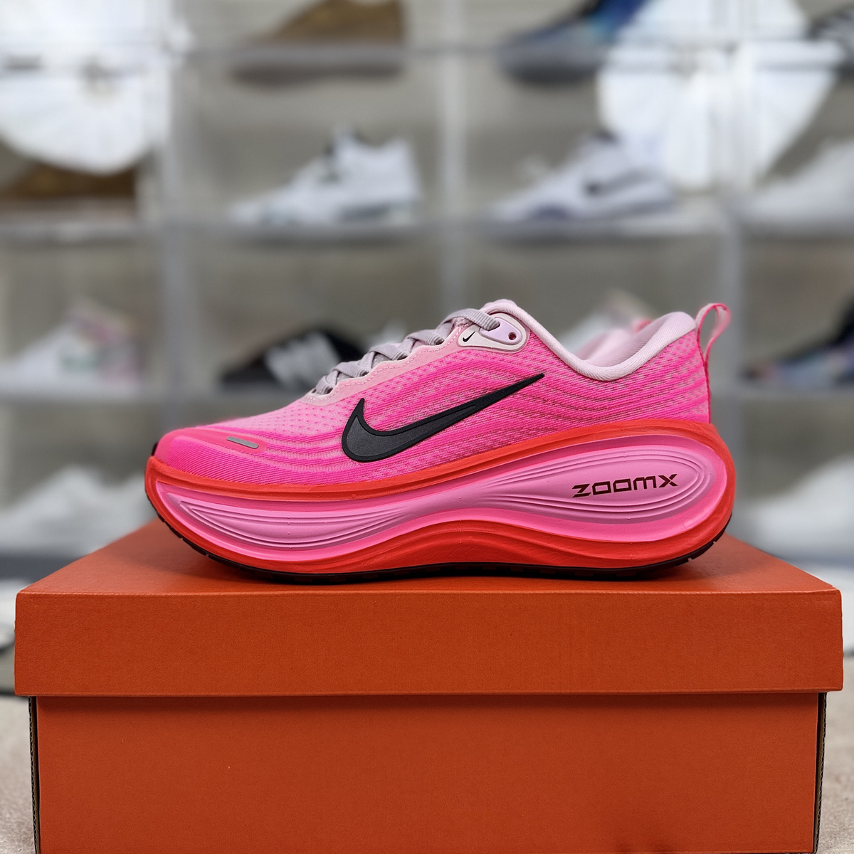 Nike ZoomX Vomero Plus Pink Red Black Running Shoes Women's Size
