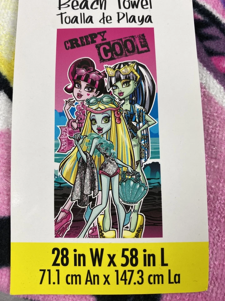 Toalla de playa Monster High espeluznante fresca 28x58 100 % algodón 2014 nueva stock antiguo Foto 2 de 4