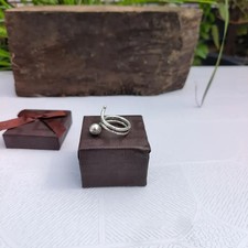 Textured Silver Wire Ring  Handmade Adjustable Beaded Woman Ring All Size R326