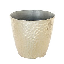 3 pcs 11" Round Plastic Flower Plant Pots Metallic Hammered Design Decorations