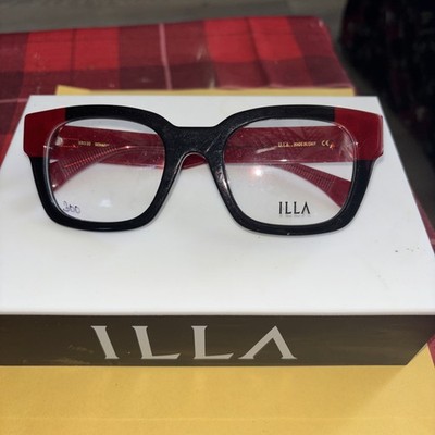 ILLA EYEGLASSES FRAMES ONLY/ MADE IN ITALY SERAFINA RED AND BLACK 53/22/145 CASE