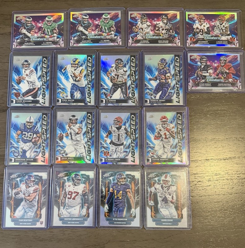2025 Topps Chrome Cosmic Lot Light Speed Star Clusters Star Skattebo RC, + more