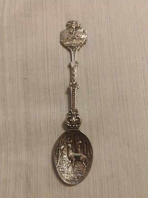 Vintage Holland Souvenir Spoon Carmel By The Sea Midway Point Deer Forest Scene