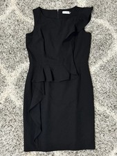Calvin Klein Women's Pencil Dress Sheath Ruffle Professional Size 10 Black
