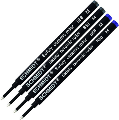 888 Safety Ceramic Rollerball Refill - Black, Blue Ink (Medium Tip 0.7Mm) - Pack