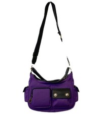 ANNA SUI Vintage Button 2-Way Shoulder Bag Purple Canvas
