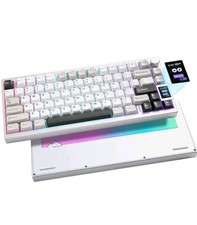 YUNZII AL80 75% Wireless Aluminum Mechanical Keyboard, with Display Knob, Silver