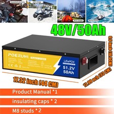48V 50Ah LiFePO4 Lithium Batteries 2560Wh Built-in BMS Deep Cycles For Golf Cart