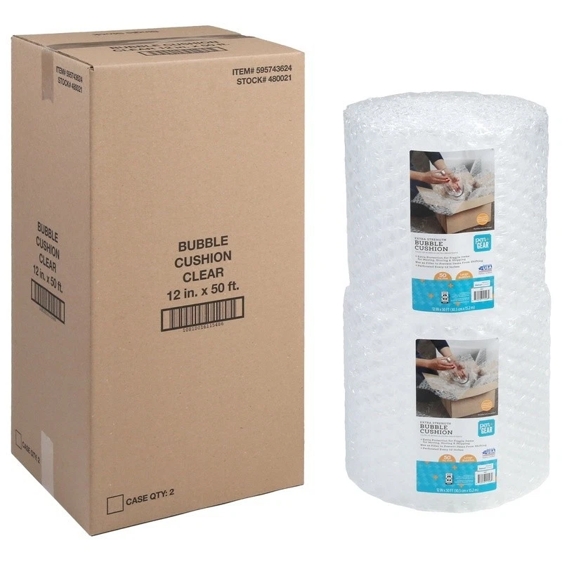 Bubble Cushion Wrap 2 Pack Heavy Duty Protective Packing Material 12x50 ft New - Image 2 of 4