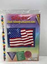 Vtg American Flag 4th of July Stik-EES Holiday Patriotic Window Decor Clings NOS