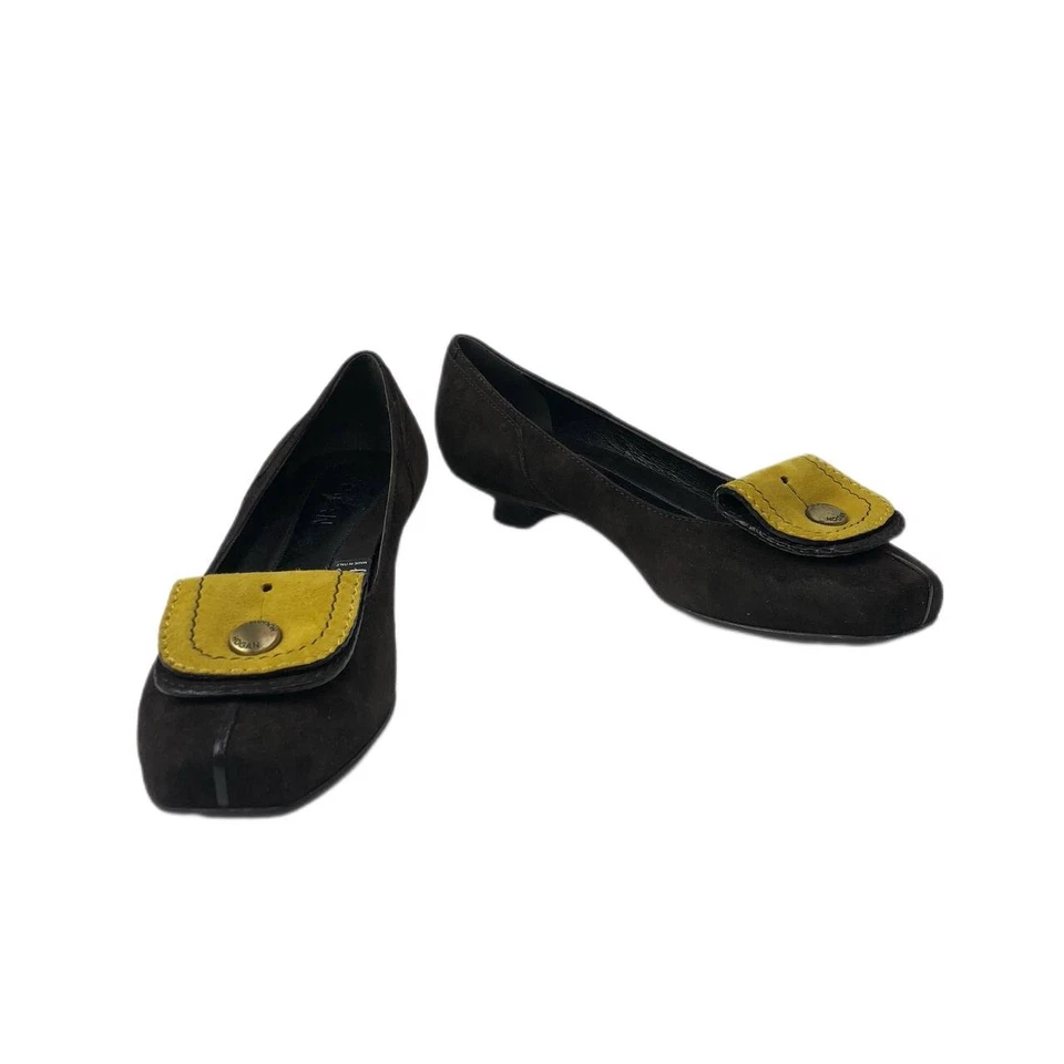 HOGAN Women's Italy Button Leather Suede Brown Moccasin Size US 5 EU 35 NWB - Image 3 of 4