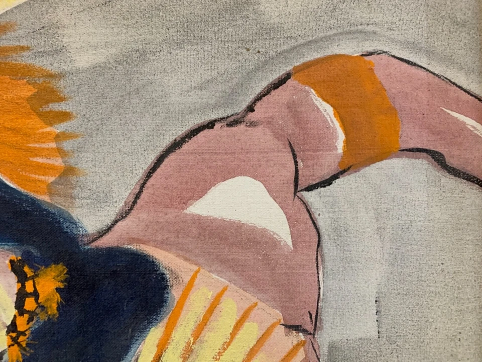 Pintura contemporánea en lienzo enmarcada de sala de baile nativa americana 95 Foto 2 de 4