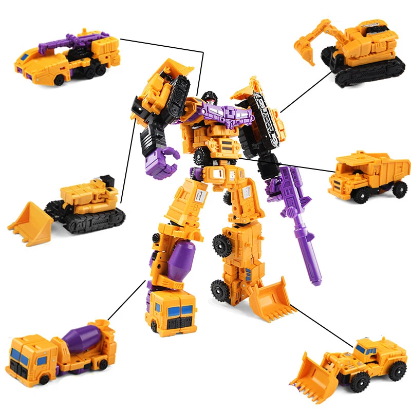 Robot Transforming Engineering Truck Excavator 6 in 1 Combiner Action Figure Toy - Image 3 of 4
