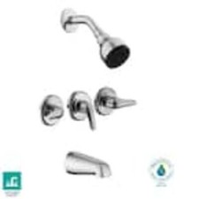 Glacier Bay Aragon 3 Handle 1-Spray Tub and Shower Faucet 1.8 GPM in Chrome