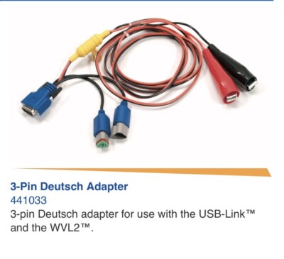 Nexiq Technologies 441033; 3-pin Deutsch adapter use W/ USB-Link