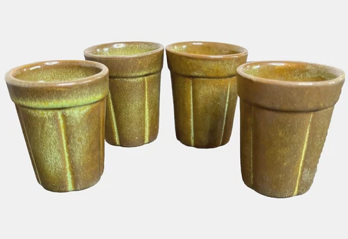 Frankoma Plainsman Prairie Green Juice Glasses #506 Small 2 3/4” 4 Pieces