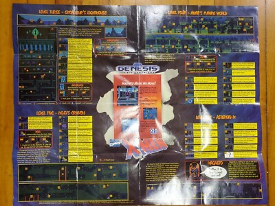 X-Men (Sega Genesis, 1993) Rare POSTER Only - Hard to Find Vintage
