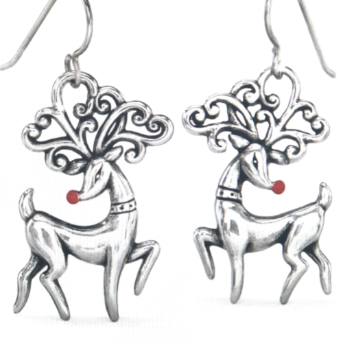 Brighton Rudolph red nose Reindeer French wire earrings  approx. 1.25" - Picture 1 of 1