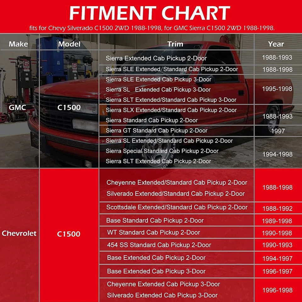 6'' Rear Drop Flip Kit w/ C Notch for Chevy Silverado GMC Sierra C1500 Trucks - Image 2 of 4