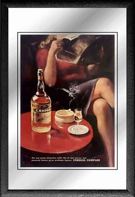 WORLDSOUVENIRS Campari Bitter Cordial Spiegel Wandspiegel 30 cm Bar Kneipe Aperitiv Mirror !!