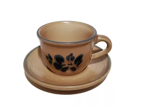 Pfaltzgraff Folk Art Coffee Tea Cocoa Cup Mug Saucer USA Made # 289 Set Teacup 