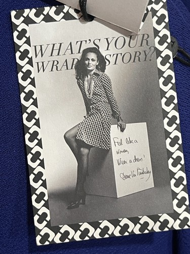 DVF Diane von Furstenberg Cobalt Royal Blue Classic Wrap MIDI Dress Jeannae Sz 8 - Picture 10 of 10