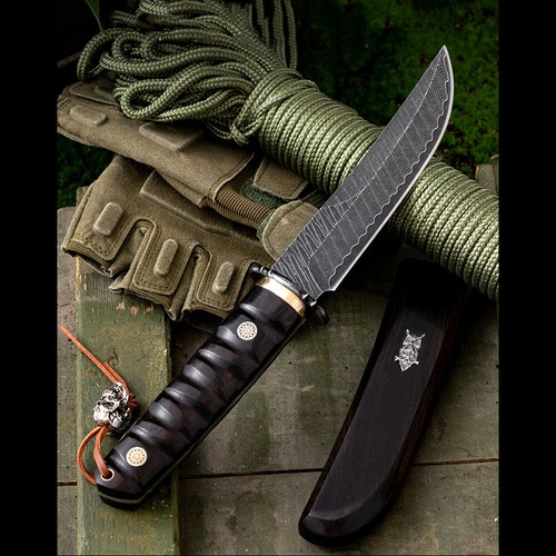 Japanese Style Damascus Fruit Knife Outdoor EDC Camping Blade for Collection - Picture 11 of 14