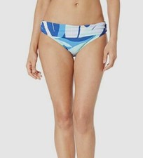  195 LA Blanca Women's Blue Shirred Swim Hipster Bikini Swimsuit Bottom Size 14