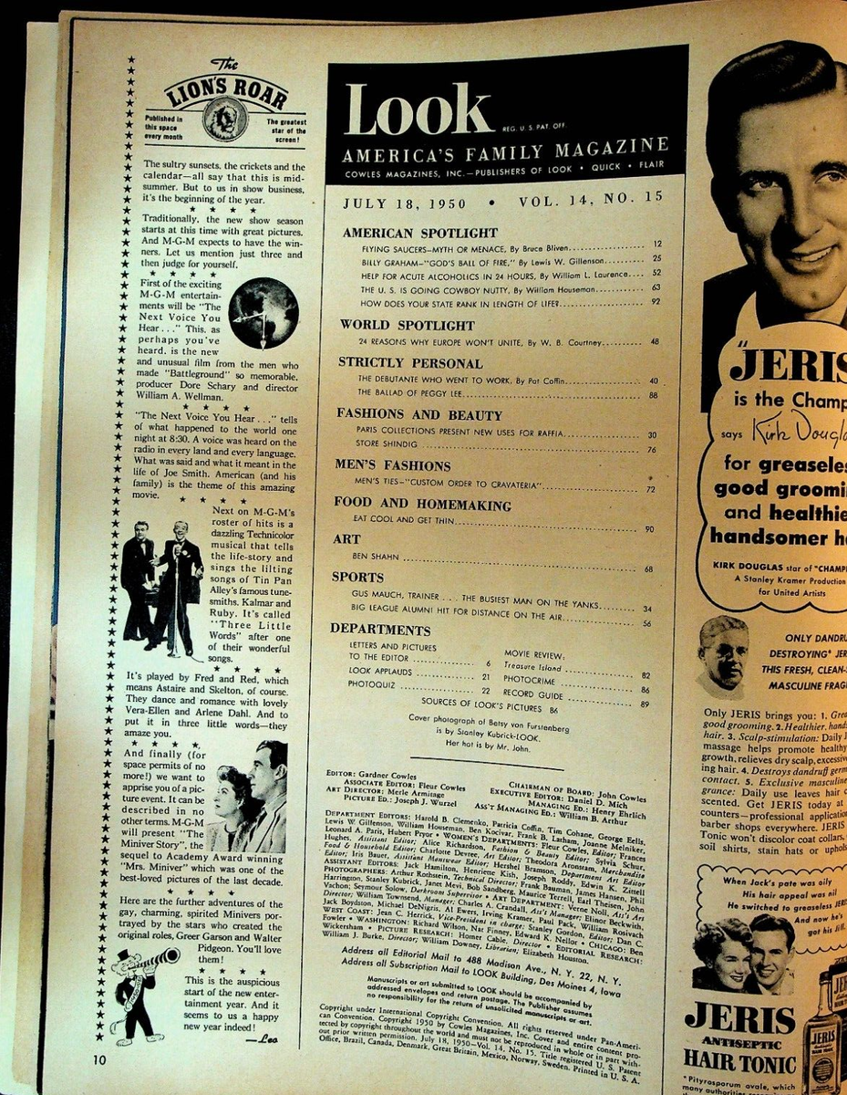 レア物　洋書　1950年代　LES ANNEES 50 写真集　古書 Look Magazine July 18 1950 Flying Saucers Billy Graham Alcoholics