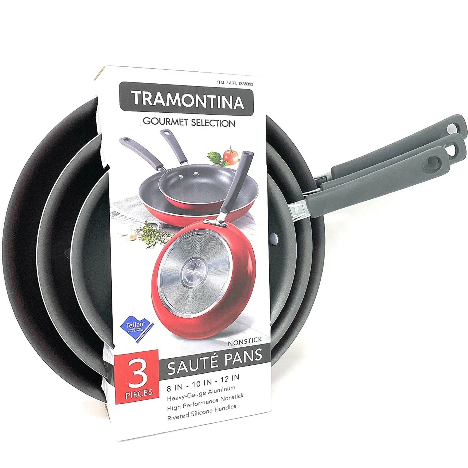 1338393, Tramontina Gourmet Selection 3 Piece Set Nonstick Saute Pans (8'', 10''