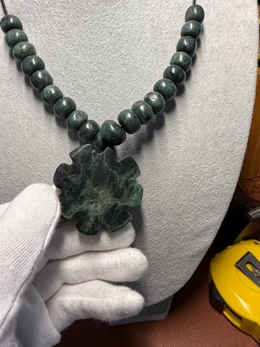 Nahui Ollin Serpentine Stone Pendant Necklace, Azte, Movement of the Sun, (#41) - 第 4/7 張圖片