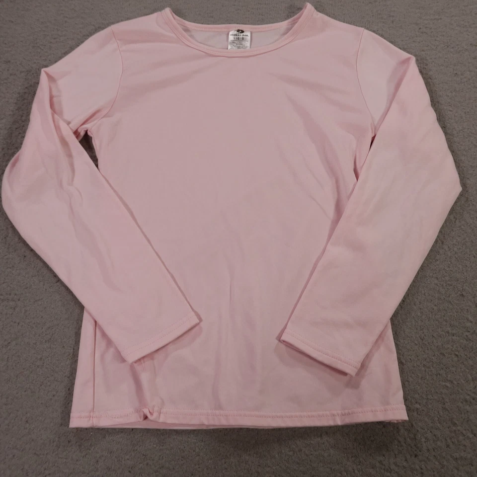 Top de roble musgo niñas grande poliéster rosa camisa pulóver manga larga informal Foto 2 de 4