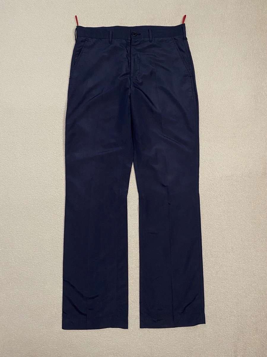 Prada Men's Vintage Navy Blue Polyester Light Trousers Pants Size 46