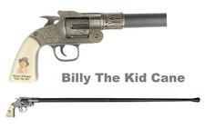 BILLY THE KID Pistol Shaped Cane - Walking Stick Revolver Wild West Collectible