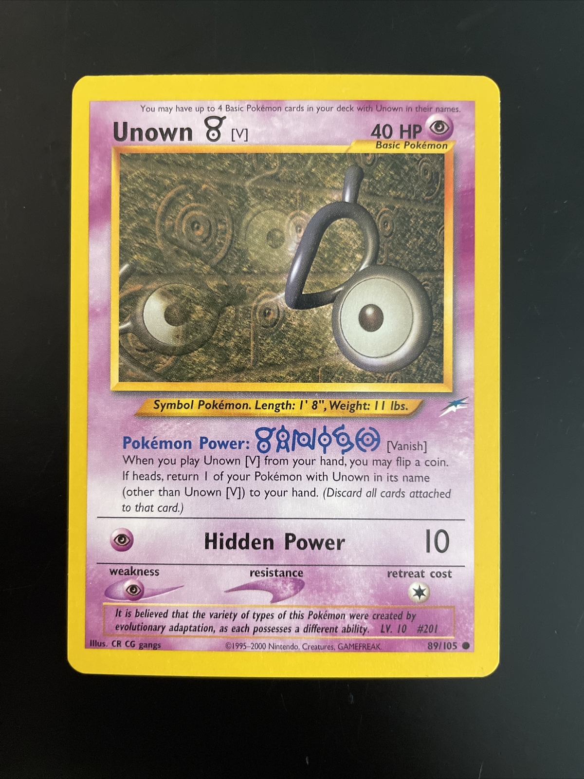 UNOWN V - 89/105 - Neo Destiny - Common - Pokemon Card - NM WOTC Vintage