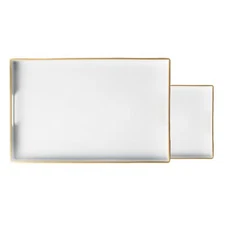 White Rectangular Serving Trays Set of 2 Decorative Plastic Serving Trays wit...