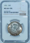 1951 P NGC MS66+FBL Full Bell Lines Franklin Half Dollar