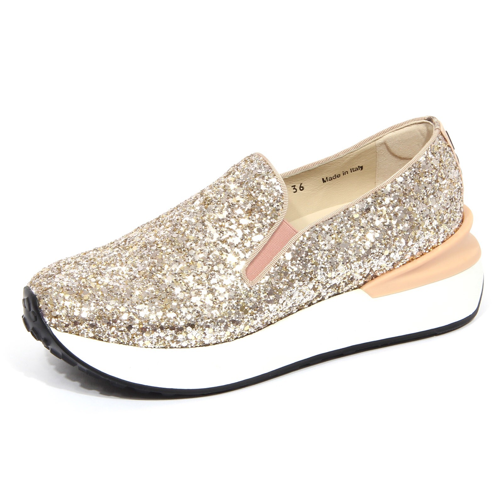 G1478 sneaker donna UNO 8 UNO gold glitter shoes women