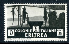 Italy 1934 Colony ERITREA  5&cent; Black Shark Fishing Scott 159 MNH T772