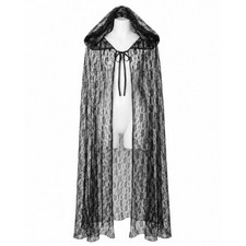 Black Lace Hooded Cape Witchy Whimsy Goth Halloween Costume Cosplay Dreamgirl
