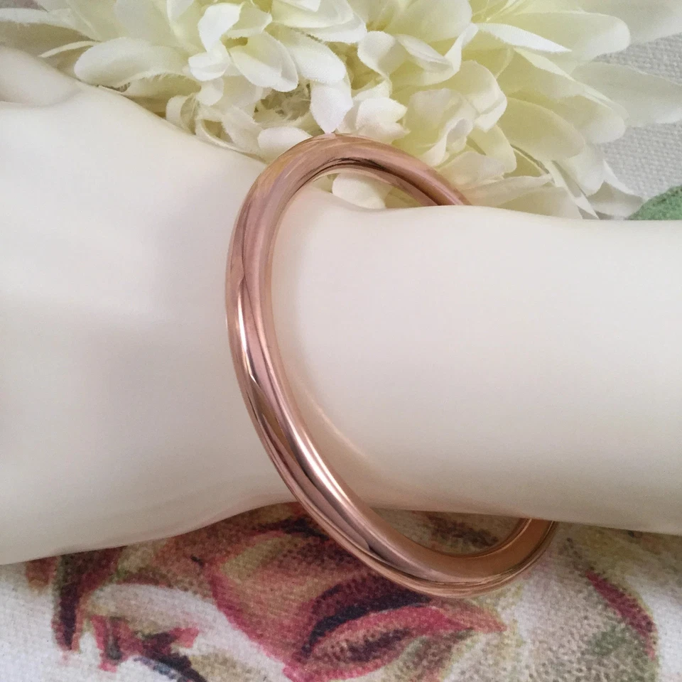 Brazalete de golf vintage de oro rosa antiguo decorativo vestido joyería muy grande Foto 4 de 4