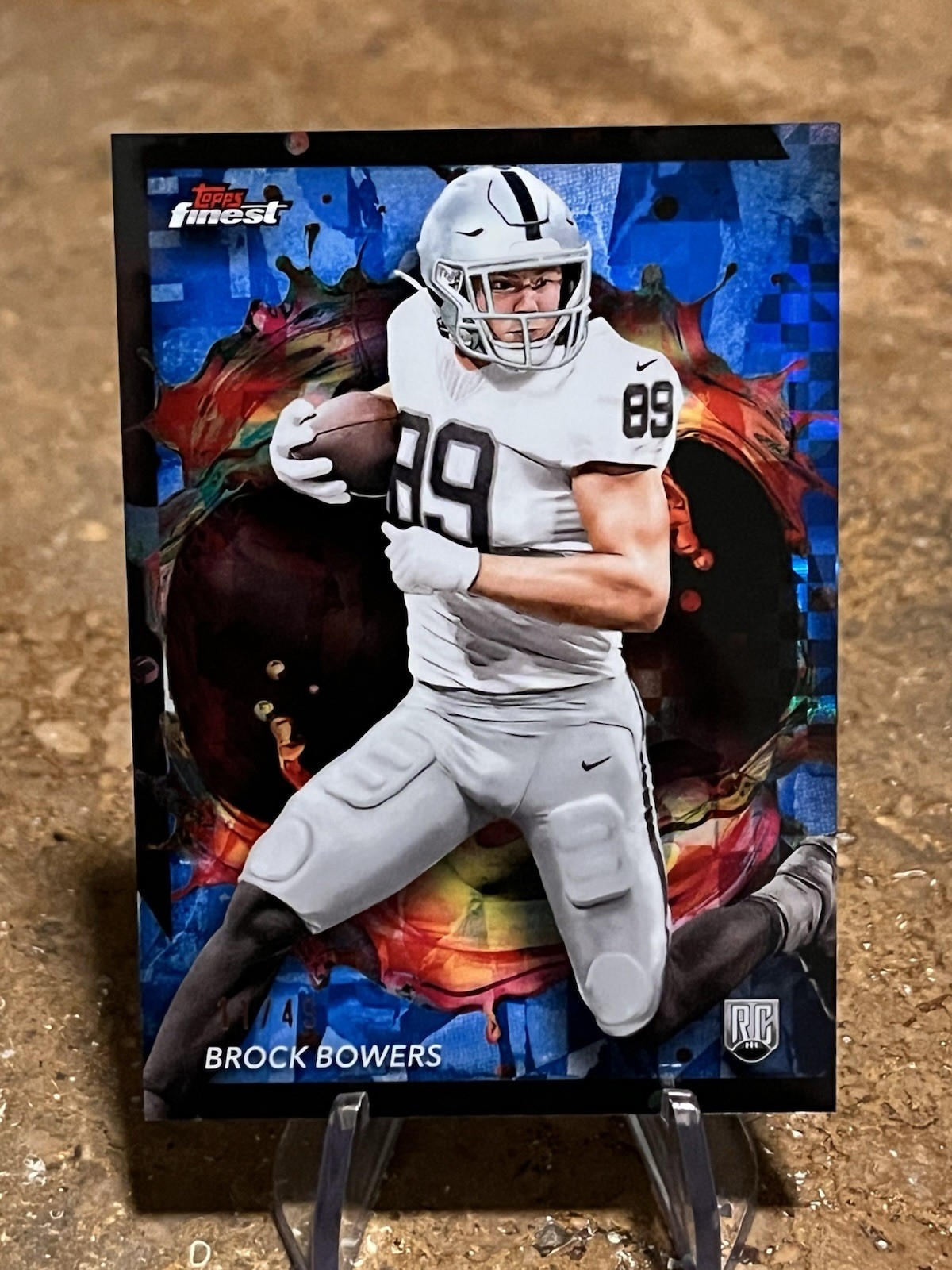2024 Topps Finest - Rare Brock Bowers #282 Blue Checkerboard Refractor /49 (RC)