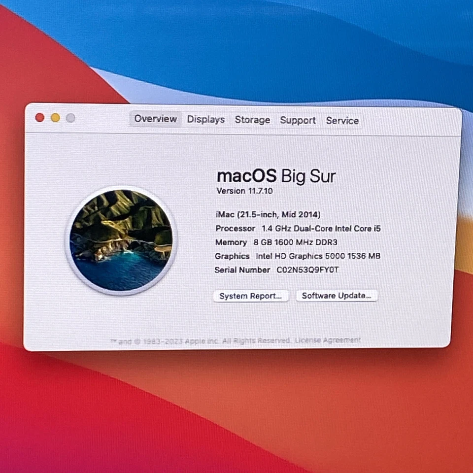 Apple A1418 iMac 21.5" 2014 1.4 GHz i5 8 GB RAM 500GB HDD macOS 11.7.1 - Image 2 of 4