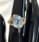 Vintage Blue Topaz Ring 925 Sterling Silver Oval 6mm Size 7 slightly worn