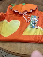 Kids Pumpkin Costume Plush Sleeveless Orange 7/8 Light Up