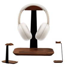 Walnut Wood Headphone Stand,Headphone Rack with Storage Base Plate,Headphones...