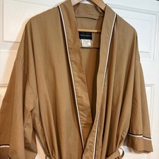 After Hours by Diplomat Vintage 80s Tan Brown Mena Robe L XL Lightweight Cotton