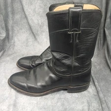 Justin Jackson Roper Boots Mens 10E Leather Rodeo Western Dress Black USA 